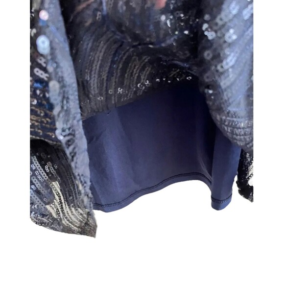 Navy Blue Swirled Pattern Sequined Swing Dress Size Small - Picture 4 of 7